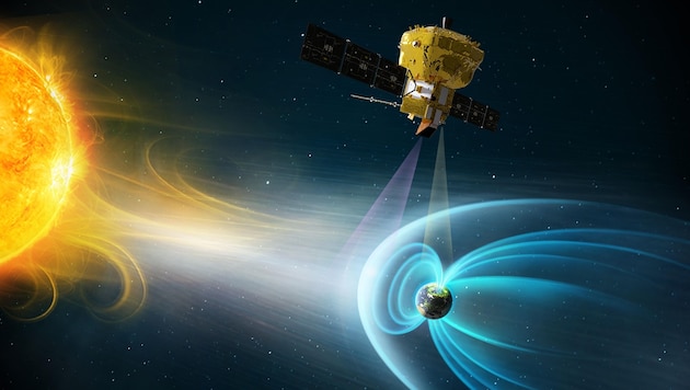 Predicting space weather: a probe with hi-tech from Lower Austria is closer to the gas ball than any other before. (Bild: ESA)