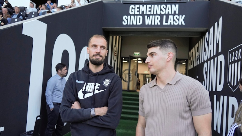 Jon Stankovic war gesperrt, plauderte vorab mit Ex-Blacky Ljubic. (Bild: Sepp Pail)