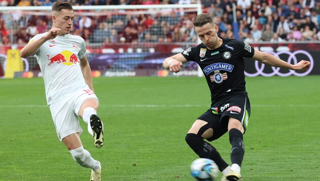 Luka Sucic (links) glaubt an den Meistertitel. (Bild: GEPA/GEPA pictures)