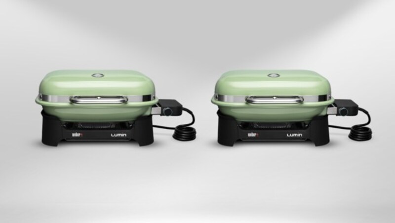 Erhältlich ist Elektrogrill „Lumin“ in der neuen Farbe „Mint Green“ via weber.com sowie in allen Weber Original Stores und im Fachhandel für 679,00 Euro (UVP), in der Compact-Größe kommt er auf 479,00 Euro (UVP). (Bild: Krone KREATIV/weber.com)