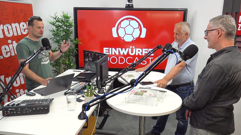 Patrick Jochum, Gunter Motz und Albert Kurka im „Krone“-Podcaststudio. (Bild: JOMO)