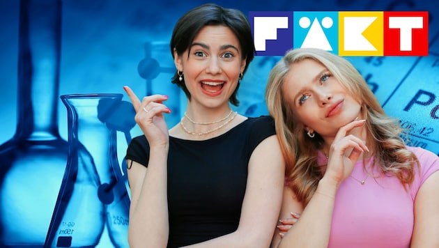 "FÄKT" is the name of the ÖAW's new project - with Miso Tschak (left) and Julia Winkler (right) as hosts. (Bild: Krone KREATIV/Mag. Sabine Pata, stock.adobe.com)