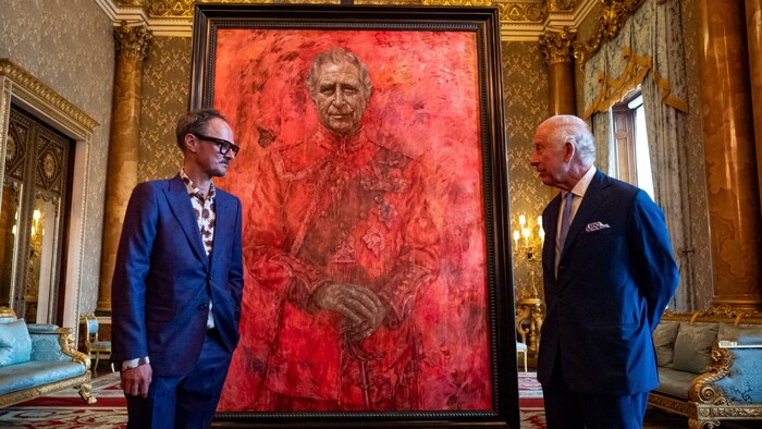 The bright red painting was unveiled around a month ago.