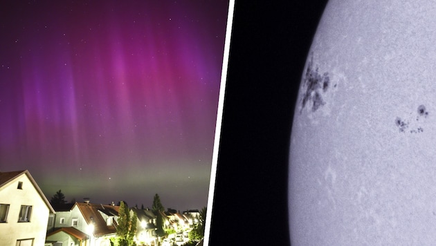 Robert Grögler photographed the auroras over Lindabrunn as well as the eruptions on the surface of the sun. (Bild: Robert Grögler Krone KREATIV,)