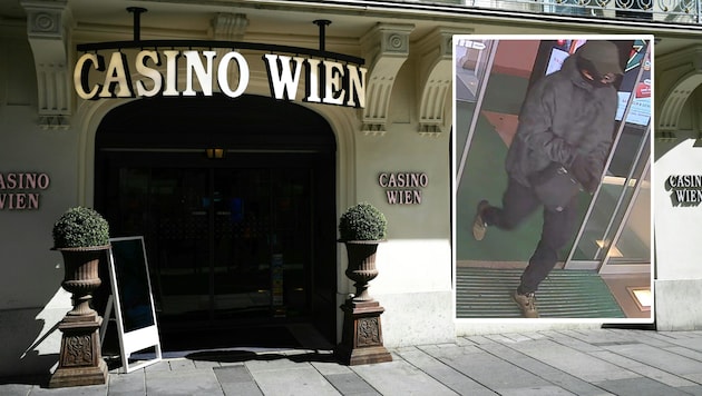 Küstah soygun Nisan ayı başında Viyana şehir merkezindeki Jackpot Casino'da gerçekleşti. Fail halen aranmaktadır. (Bild: Krone KREATIV/LPD Wien/APA/GEORG HOCHMUTH)