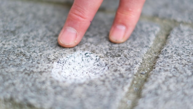 A notch in the paving stone still bears witness to the shot. (Bild: Einöder Horst)