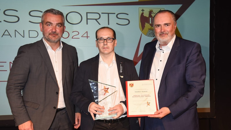 Der erste „Special Olympic Award“ ging an Mario Dukic vom Team Dornau. (Bild: Bgld Landesmedienserivce Hafner Gregor)