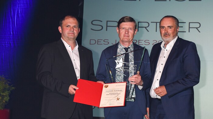 Manfred Klepeisz accepted the trophy for Sportsman of the Year on behalf of his son Thommy.