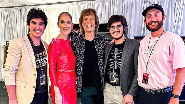 Céline Dion posted a snapshot with her sons and Mick Jagger at the Rolling Stones concert. (Bild: www.instagram.com/celinedion/)