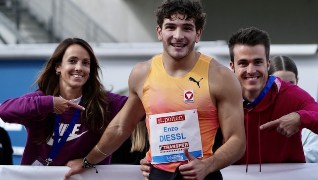 Enzo Diessl with his coaching team Beate Hochleitner and Christoph Ranz (Bild: Olaf Brockmann)