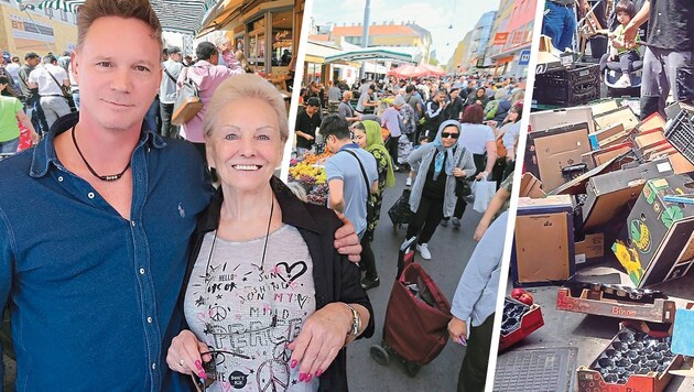 Bernd Prokes and his mother run the café of the same name on the square. The market is particularly busy on Friday and Saturday mornings and the piles of garbage are huge. (Bild: Krone KREATIV, Gerhard Bartel, Bernd Prokes)