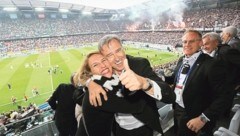 Sturm-Präsident Christian Jauk mit seiner Kathrin beim Cup-Finale. (Bild: GEPA pictures)