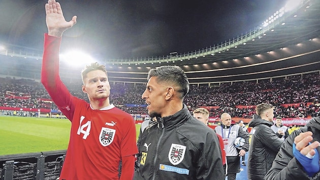 Max Entrup (li.) schoss im Frühjahr sein erstes Tor im Nationalteam-Dress. (Bild: Sepp Pail)