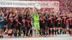 Da ist das Ding! Bayer Leverkusen kam auch im letzten Spiel der Saison 2023/24 nicht aus dem Jubeln heraus. (Bild: AP)