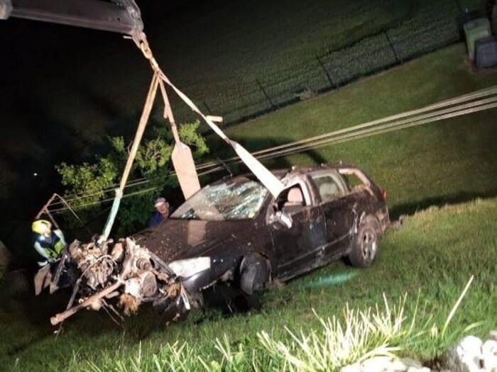The vehicle was recovered with a crane.