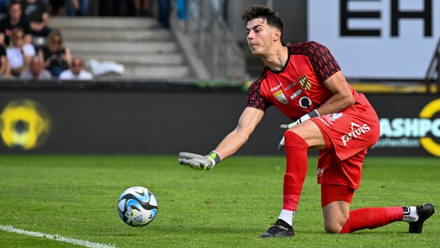 Simon Nesler-Täubl made his Bundesliga debut in Lustenau's goal in the Ländle derby. (Bild: GEPA pictures)