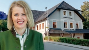 Sabine Dorner-Leyerer zieht sich mit 30. Juni als Bürgermeisterin von Winklarn zurück. (Bild: Krone KREATIV/Gemeinde Winklarn )