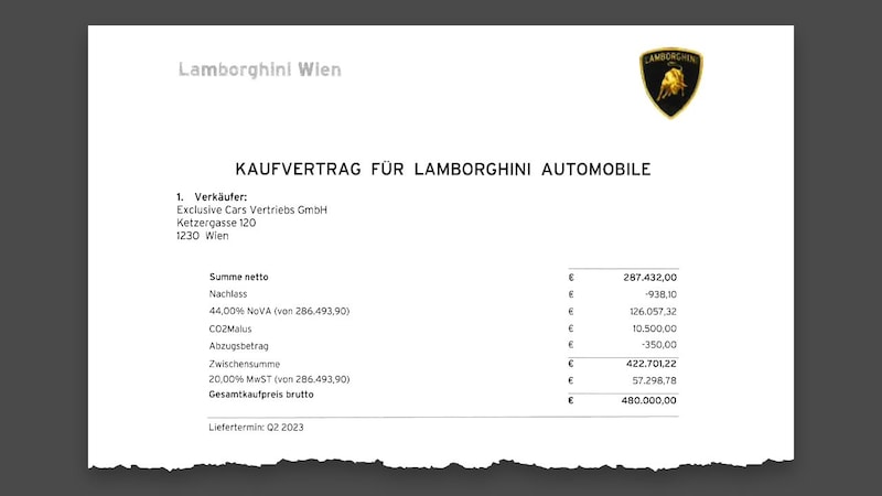 Ausriss aus dem Kaufvertrag: Am Ende stand ein Kaufpreis von 480.000 Euro (Bild: Krone KREATIV/zVg)