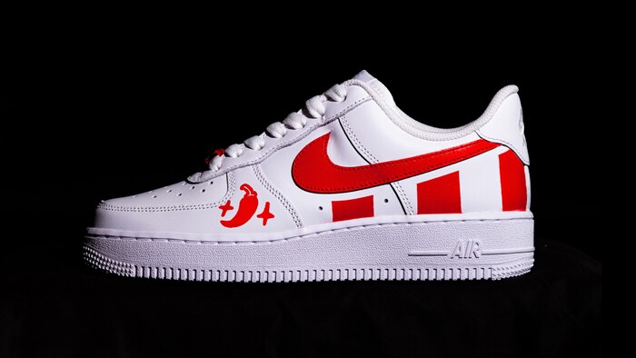 The limited edition KFC sneakers are available in red and green designs.