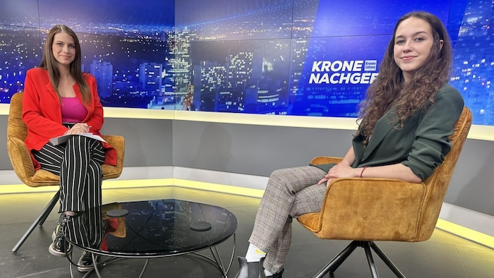 Lena Schilling nahm am Mittwoch auch bei Tanja Pfaffeneder im krone.tv-Studio Stellung.