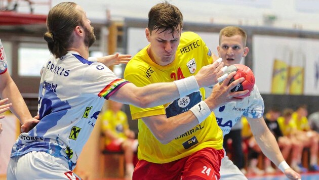 Daniel Dicker (re.) überzeugte gegen Ex-Klub Hard hinten wie vorne. (Bild: GEPA)