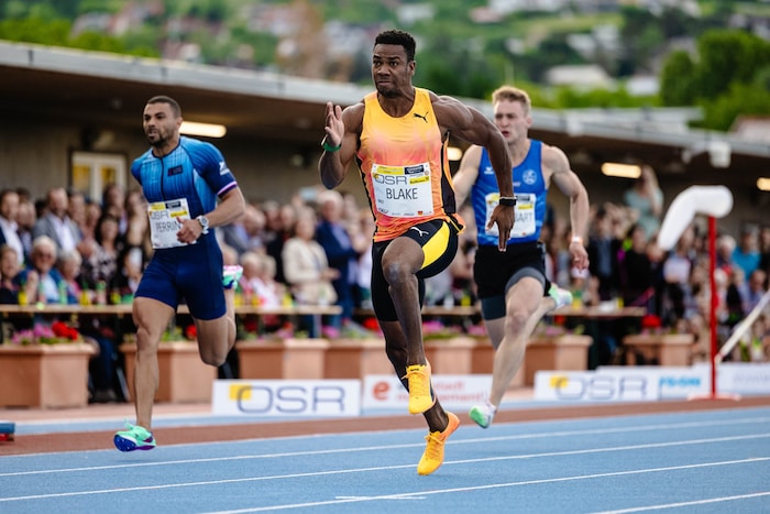 The Jamaican sprint rocket Blake ran a good time in the heats, but had a false start in the final.