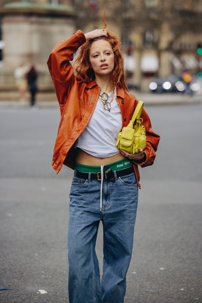 Miu Miu styles casual boxer shorts in the new collection.