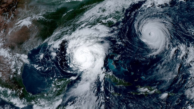 Die Hurrikans „Idalia“ und „Franklin“ Ende August 2023 vor der Westküste von Florida. (Bild: NOAA)