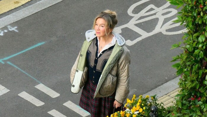 Renée Zellweger a londoni forgatáson.