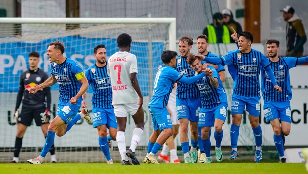 Amstetten were allowed to celebrate after all. (Bild: GEPA pictures/ Manuel Binder)