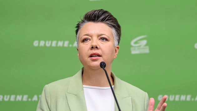 Olga Voglauer blamierte sich bei der Pressekonferenz. (Bild: SEPA.Media | Martin Juen)