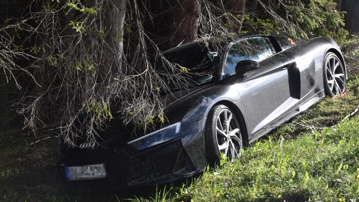 Araç büyük ladin ağaçlarına çarpmıştır.