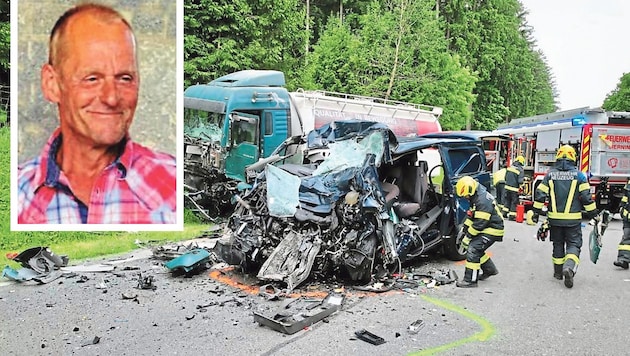 Josef R. Sierning'deki kazada şirket otobüsünün enkazında hayatını kaybetti. Eşi ve beş çocuğu St. Martin im Mühlkreis'deki evlerinde yas tutuyor. (Bild: Krone KREATIV, zVg, Teamfotokerschi.at/Klaus Mader)