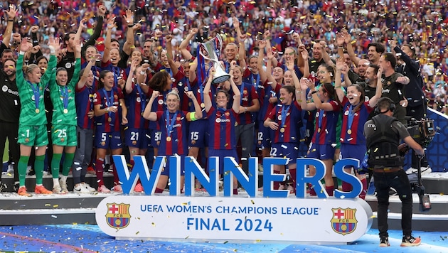 Der Jubel der Barca-Spielerinnen … (Bild: AFP)