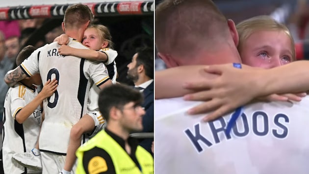 Toni Kroos says goodbye, his daughter cries with him. (Bild: AP/AP, Instagram.com/toni.kr8s)
