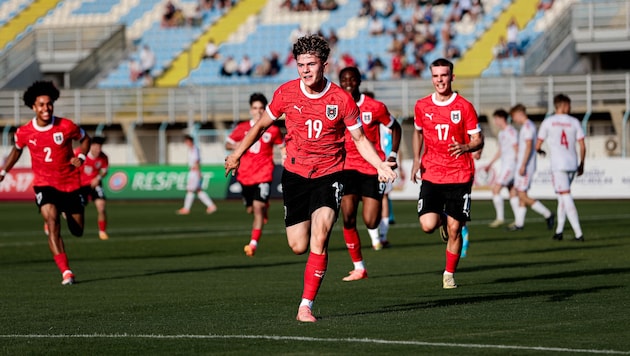 Philipp Moizi scored two goals in yesterday's 4:0 win against Denmark, Austria are through to the European Championship quarter-finals! (Bild: ÖFB/Tugrul Karacam)