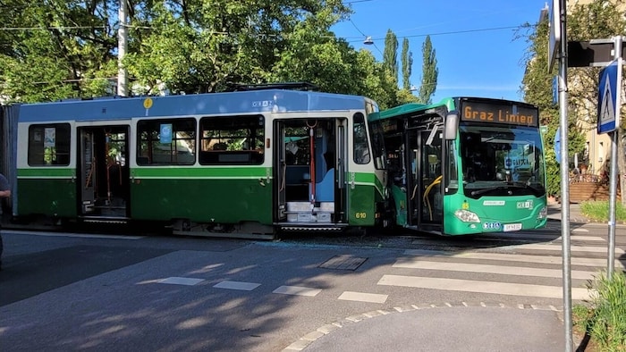 Bim und Bus kollidierten in der Theodor-Körner-Straße.