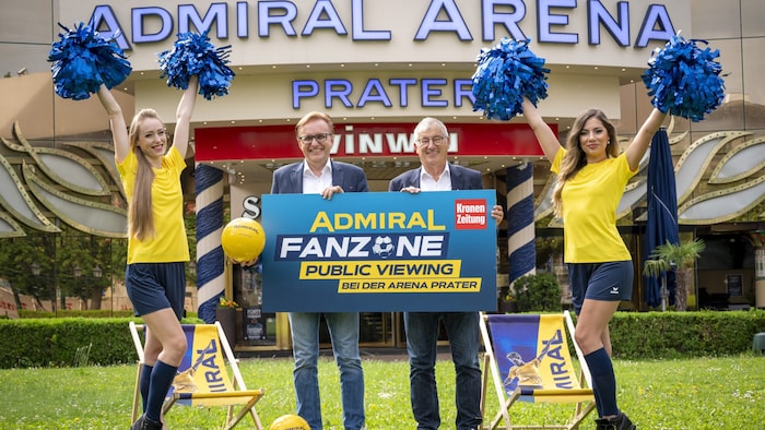 Die Geschäftsführer bei ADMIRAL Sportwetten GmbH Jürgen Irsigler und Paul Kozelsky freuen sich ...