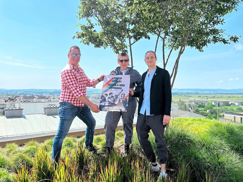 Founder Florian Andronik, production manager Niki Pitlik and presenter Kerstin Bailer, who runs a hip grocery store in Trausdorf, are already looking forward to it. (Bild: Petra Klikovits)