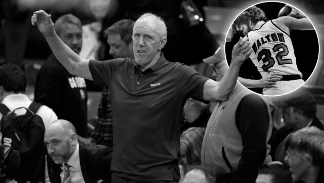 Bill Walton played for the Trail Blazers, Clippers and Celtics. (Bild: AP ( via APA) Austria Presse Agentur/ASSOCIATED PRESS, Photoshop)