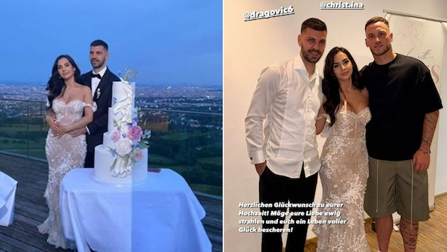 Marko Arnautovic congratulated Aleks Draogic and his Christina on their wedding. (Bild: Instagram.com/m.arnautovic7)