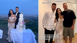 Marko Arnautovic gratulierte Aleks Draogic und seiner Christina zur Hochzeit. (Bild: Instagram.com/m.arnautovic7)