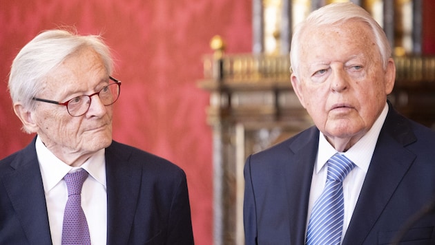 Promoting a common Europe: Wolfgang Schüssel (ÖVP) and Franz Vranitzky (SPÖ) (Bild: APA/TOBIAS STEINMAURER)
