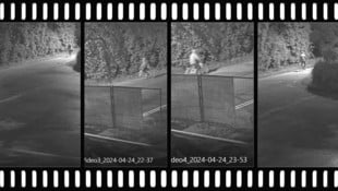 Auf Bildern einer Überwachungskamera ist der „Phantomradler“ auf dem Weg zum Tatort zu sehen. (Bild: Krone KREATIV/LPD NÖ)