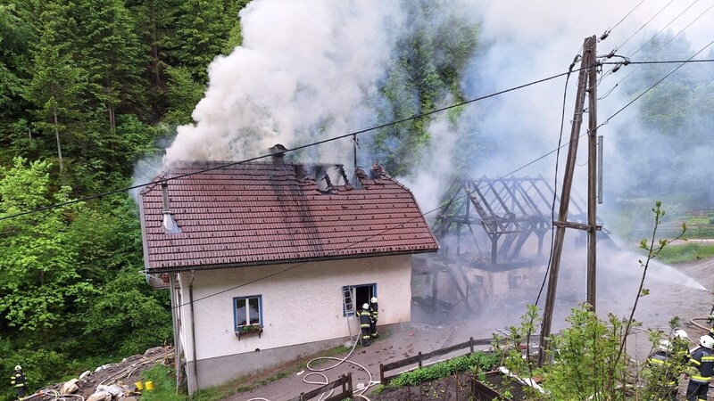 Auch das Wohnhaus war schnell betroffen. (Bild: Feuerwehr Feistritz/Drau)