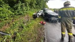 Crash auf der L 402 in Burgau. (Bild: Freiwillige Feuerwehr Burgauberg)