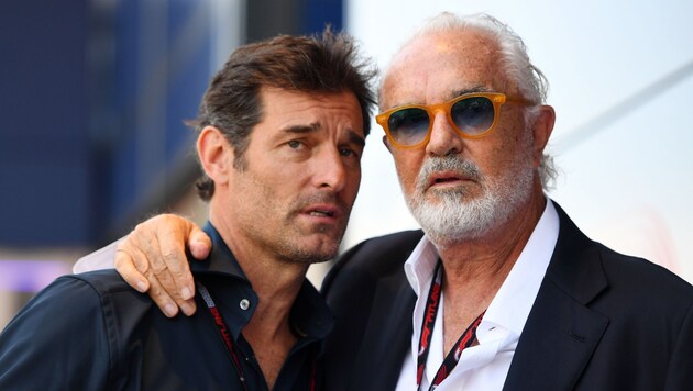 Flavio Briatore (right) at the side of ex-driver Mark Webber (Bild: GEPA pictures)