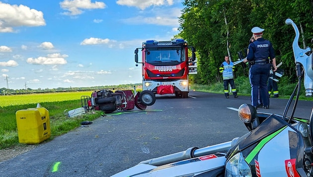 Der Unfallort auf einer Gemeindestraße in Mureck. (Bild: Freiwillige Feuerwehr Gosdorf)