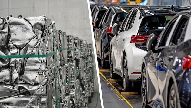 Around 200 suppliers provide AMAG with aluminum scrap, which can be recycled and processed by the Ranshofen-based company. AMAG aluminum is also used in cars and airplanes. (Bild: Krone KREATIV/Markus Wenzel EPA)