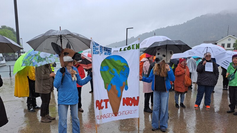 In Bregenz, the participants were caught in the rain. (Bild: APA/Jochen Hofer)